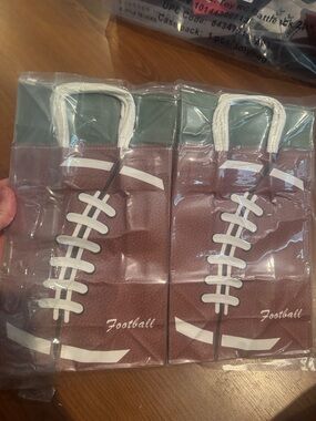 Football Treat Bags - Brown and White Party Favor Set